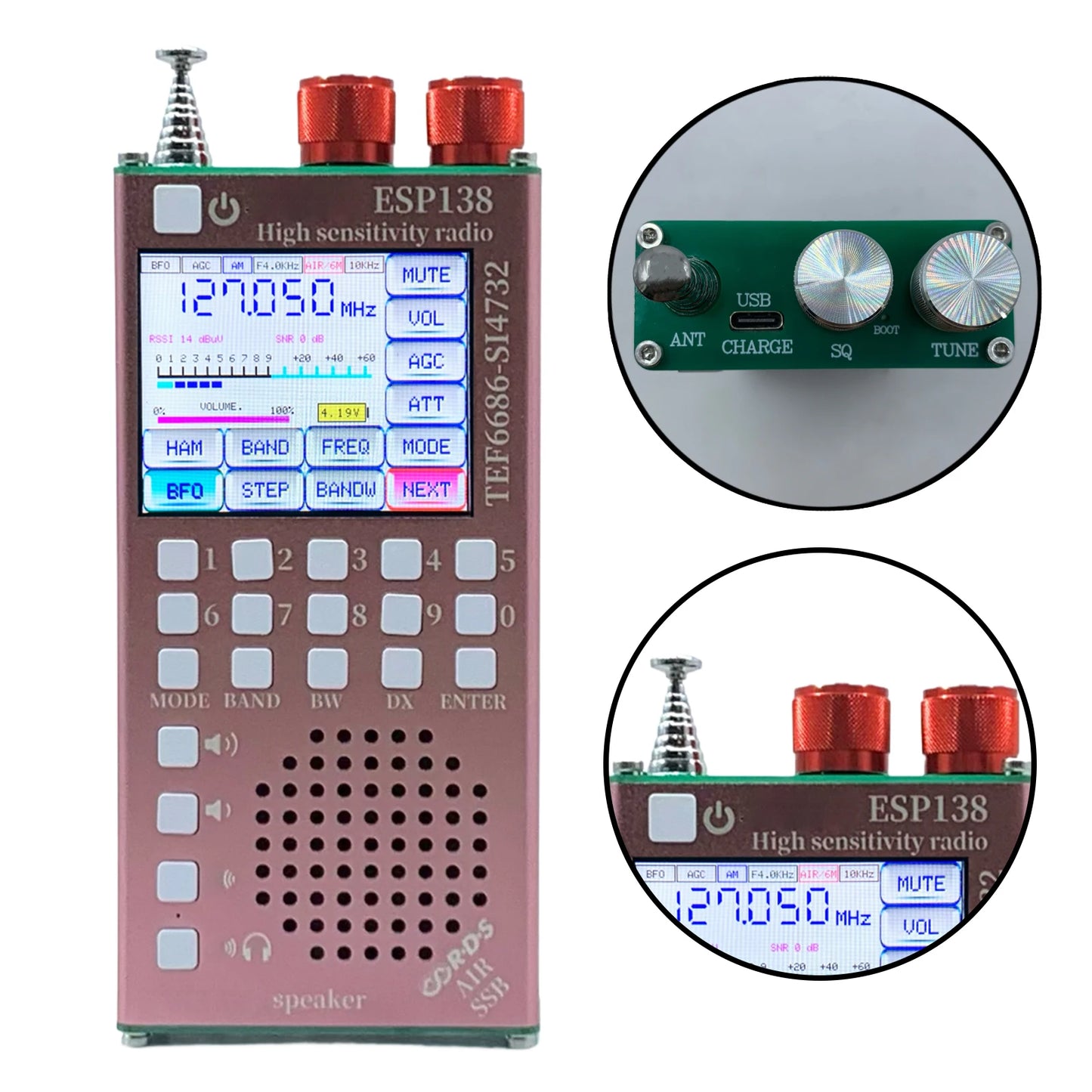 Dual Modes High Sensitivity Radio 2500mAh RDS Data Display Radio ESP138 ESP32 SI4732 Hand-Held Radio Receiver for Indoor Outdoor