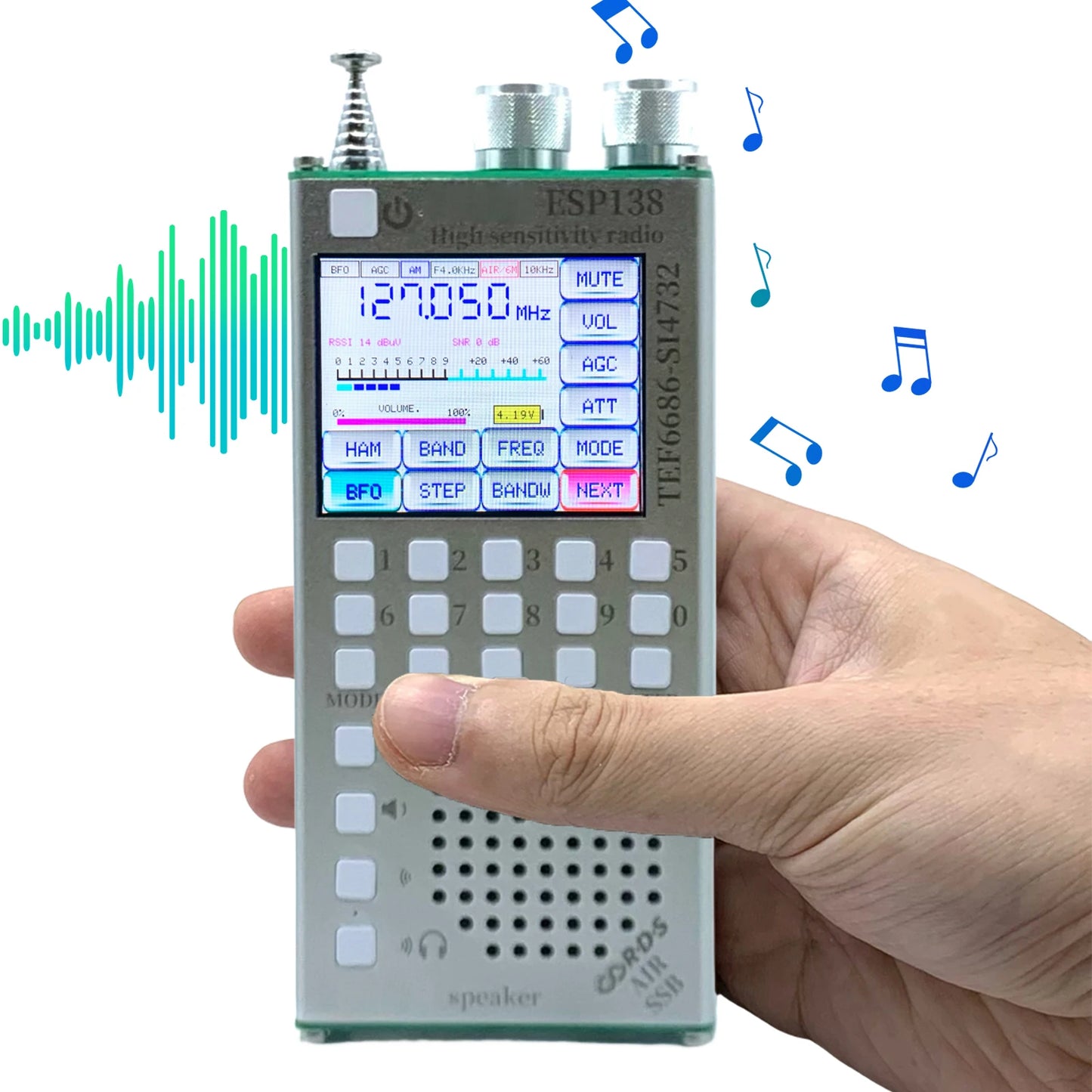 Dual Modes High Sensitivity Radio 2500mAh RDS Data Display Radio ESP138 ESP32 SI4732 Hand-Held Radio Receiver for Indoor Outdoor