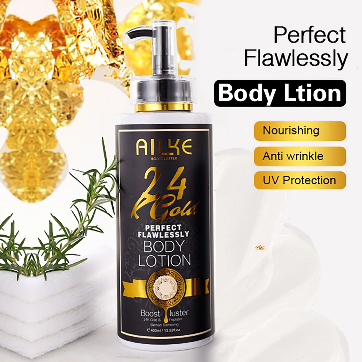 AILKE 24K Gold Collagen Whitening Skin Care Set for All Skin Types, Remove Dark Spot, Wrinkles, Fine lines, Even Skin Tone