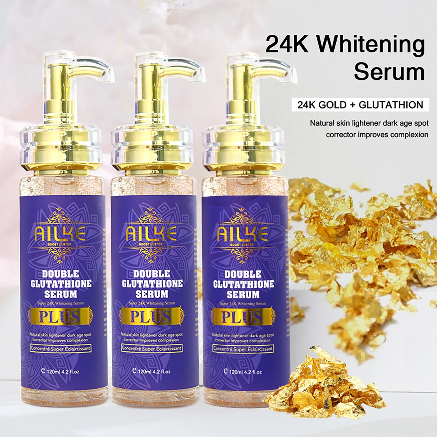 AILKE Double Glutathione PLSU Brightening Face Serum, Reduce Freckles Chloasma, Antioxidant For Face & Body, Hands, Knuckle