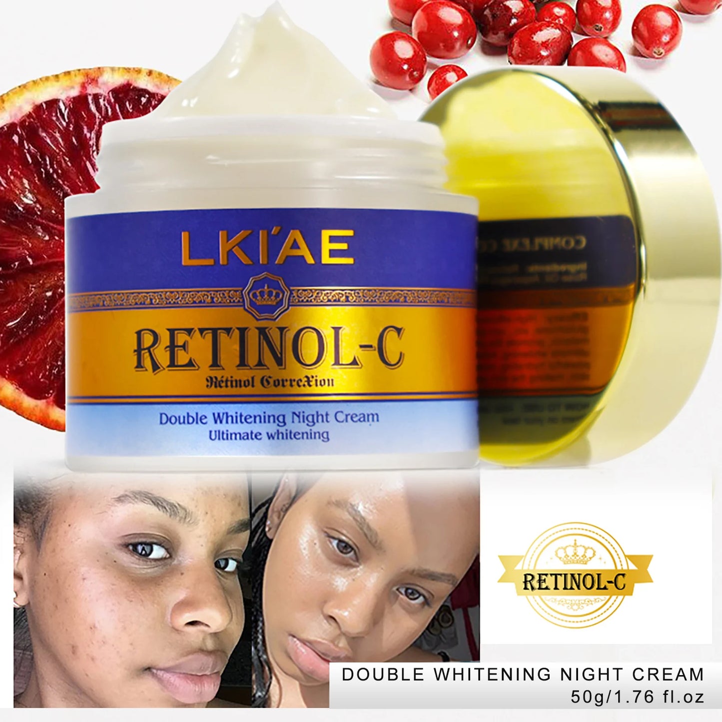 AILKE Day And Night Retinol Whitening Face Cream, Cleaning, Reduce Dark Spots, Wrinkles, With Snail Extract, For All Skin Types