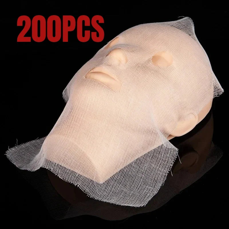 200 Pure Cotton DIY Beauty Mask Salon Disposable Facial Gauze Highly Water Absorption Non-Irritating Face Gauze Mask Soft