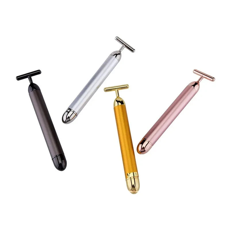 24K Gold T Beauty Roller Energy Roller Electric Face-lifting Facial Massage Beauty Tools Waterproof Vibrating Face Care Stick