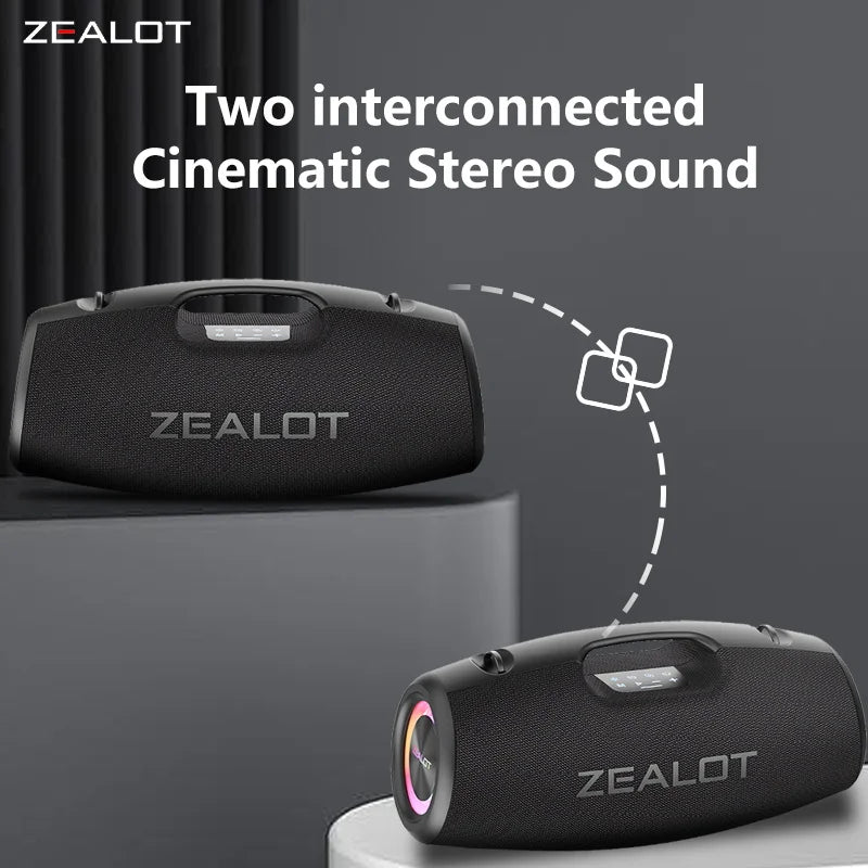 ZEALOT S78 100W Wireless Speakers, DSP Technology ,Dream Light, Outdoor Portable Subwoofer Speaker , Dual Pairing,24000mAh.