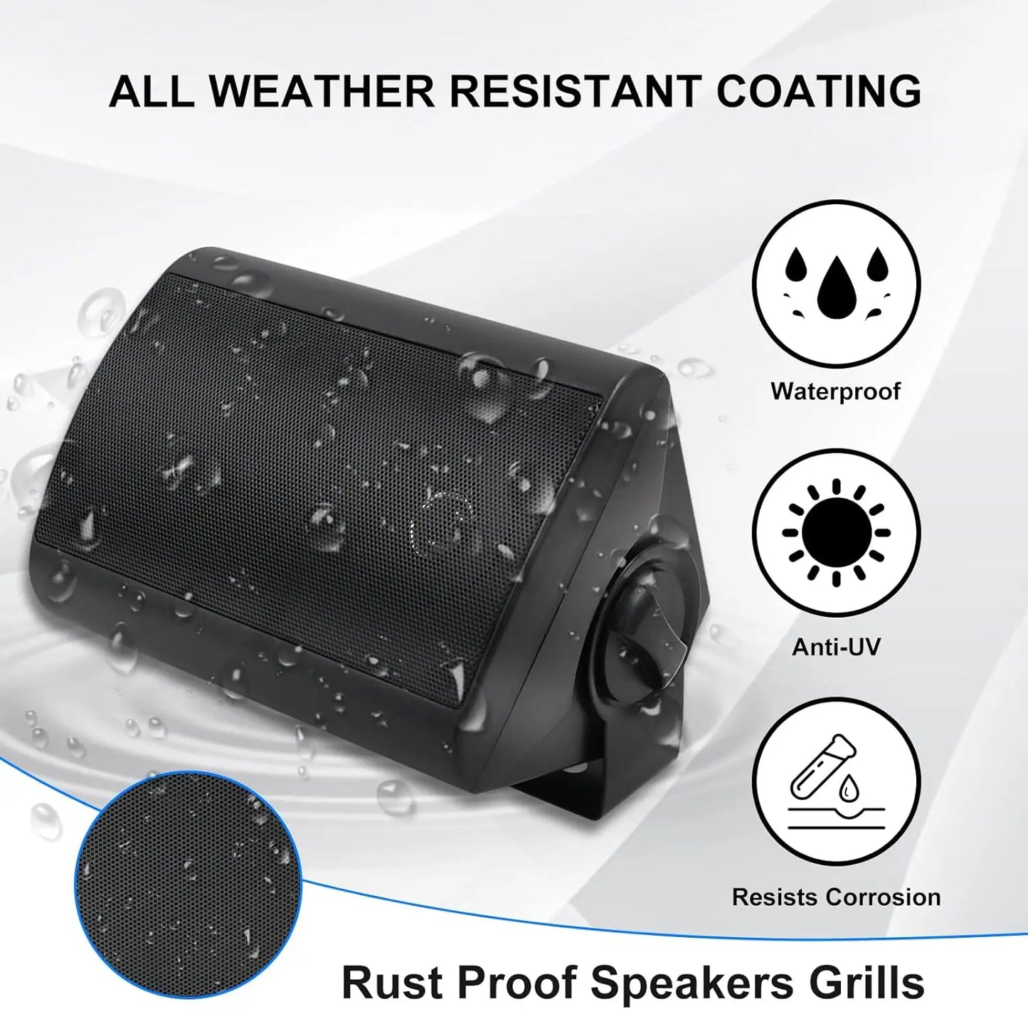 Herdio Passive Outdoor Speakers Wired Waterproof All-Weather Durability 400W Mounted  with Tweeter for Patio Backyard (2 Pairs)