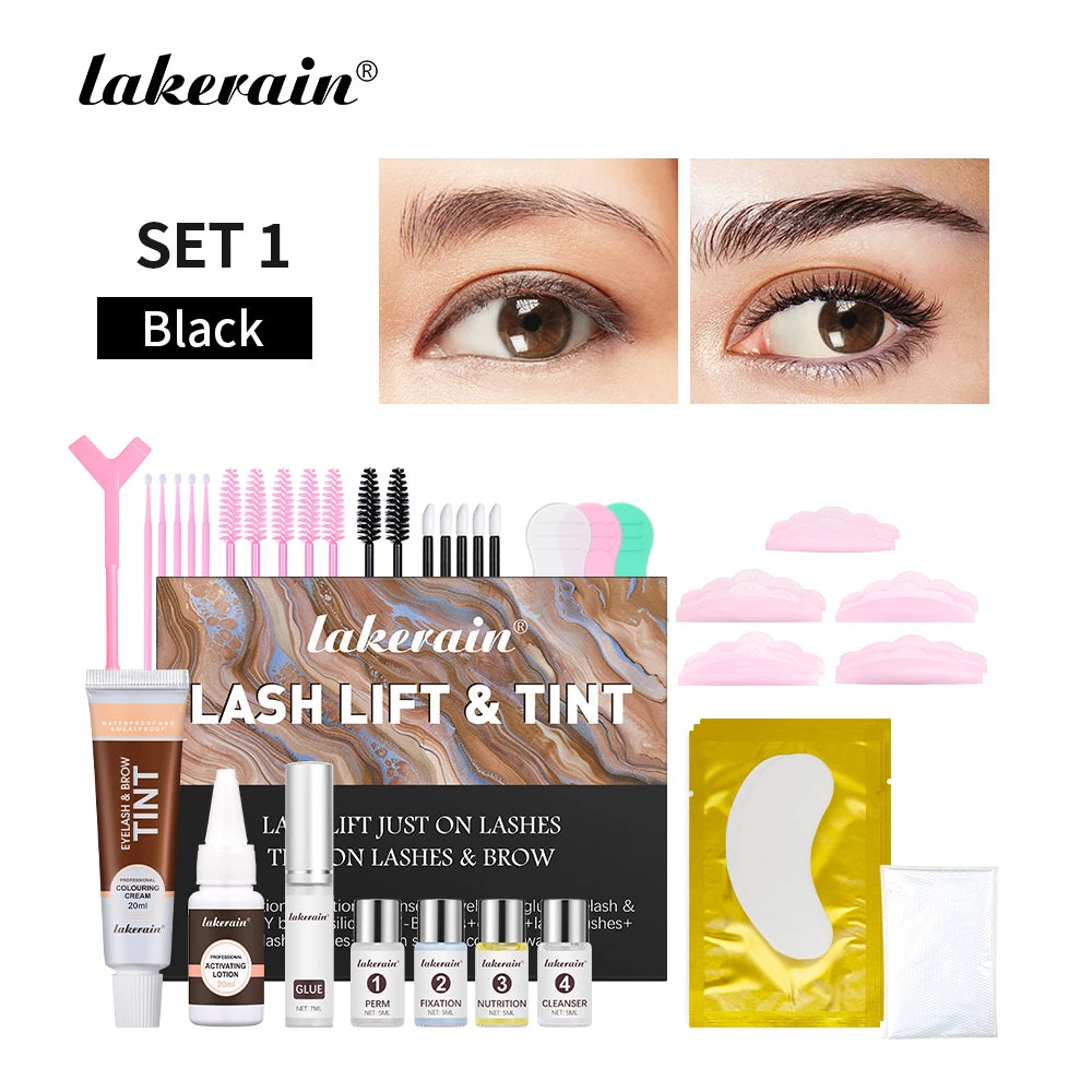Lakerain Lash Lift and Tint Kit Professional Eyelash Lifting Perming Dyes Lashes Tint Woman Makeup Tool Curling Lashing Home Use