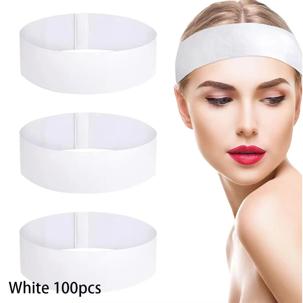 Disposable Spa Facial Headband Stretch Non-Woven Facial Headbands Soft Skin Care Hair Band For Esthetician Women Beauty Supplies