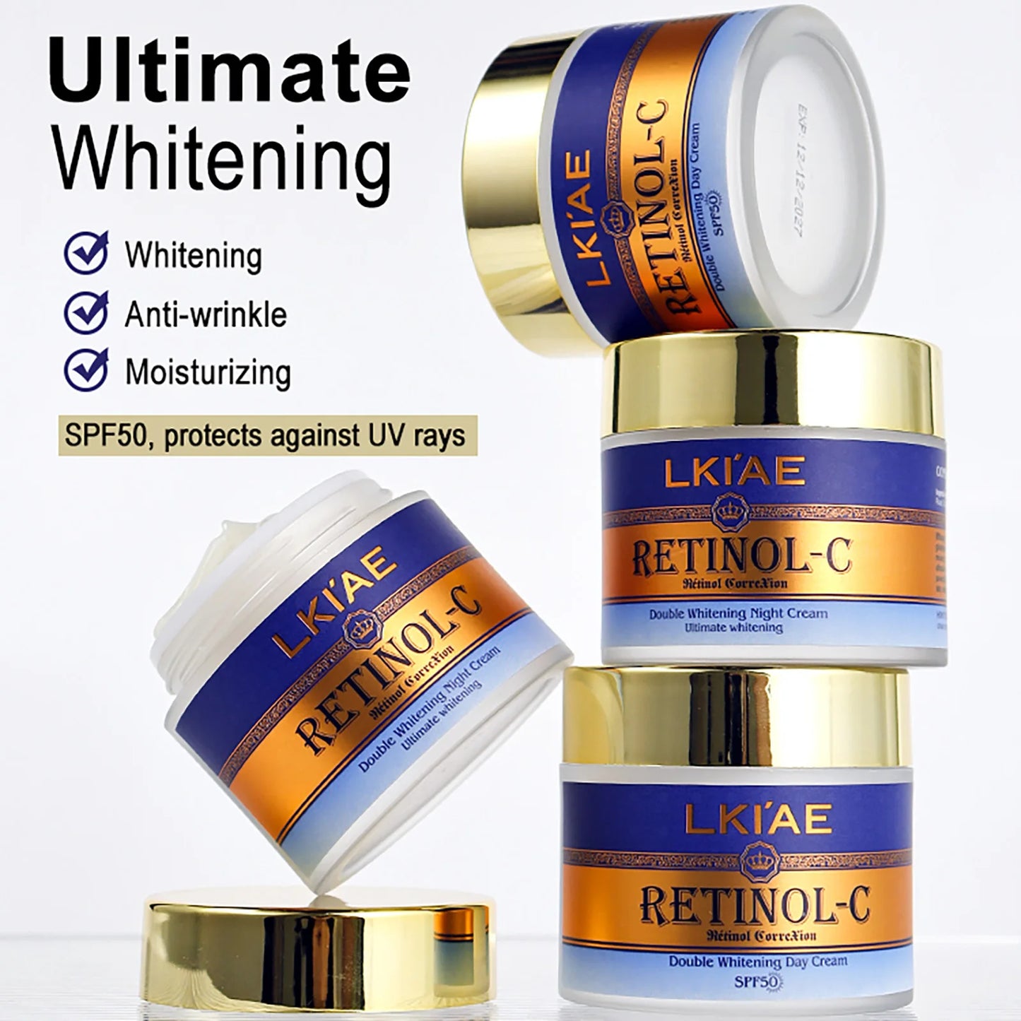 AILKE Day And Night Retinol Whitening Face Cream, Cleaning, Reduce Dark Spots, Wrinkles, With Snail Extract, For All Skin Types